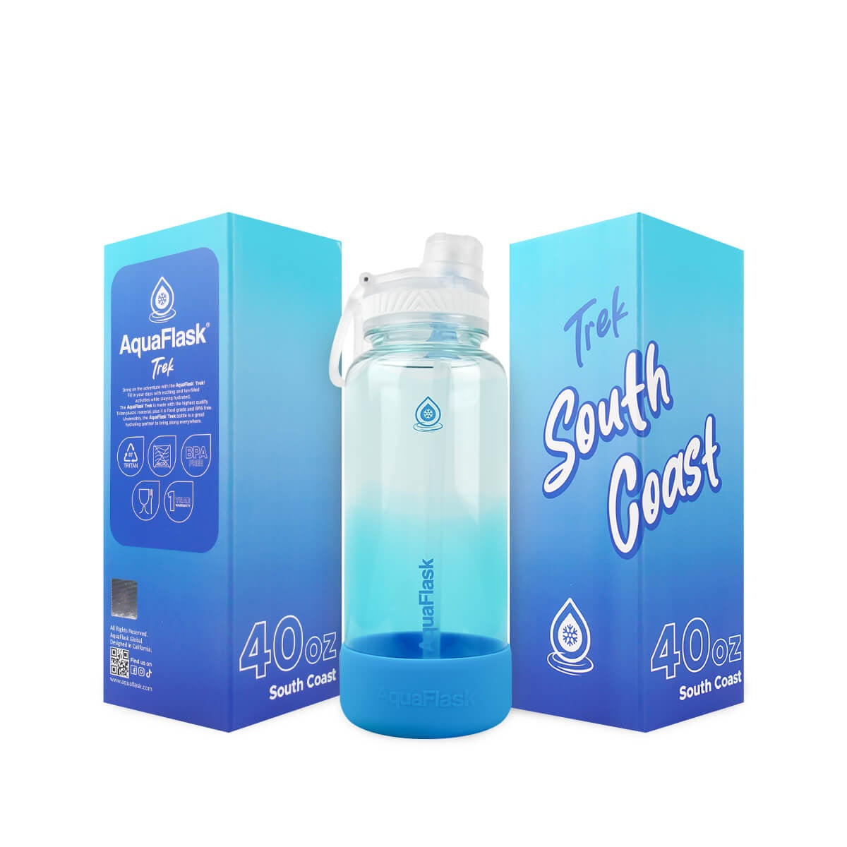 blue ocean Durable AquaFlask Trek V2 40oz Tritan water bottle for active lifestyles