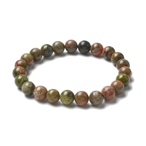 Unakite gemstone bead bracelet by Crystals and Sun Signs Co — emotional healing gift for her