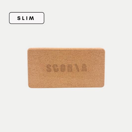 Slim Cork Yoga Block 3x4.5x8.5 inches - front view