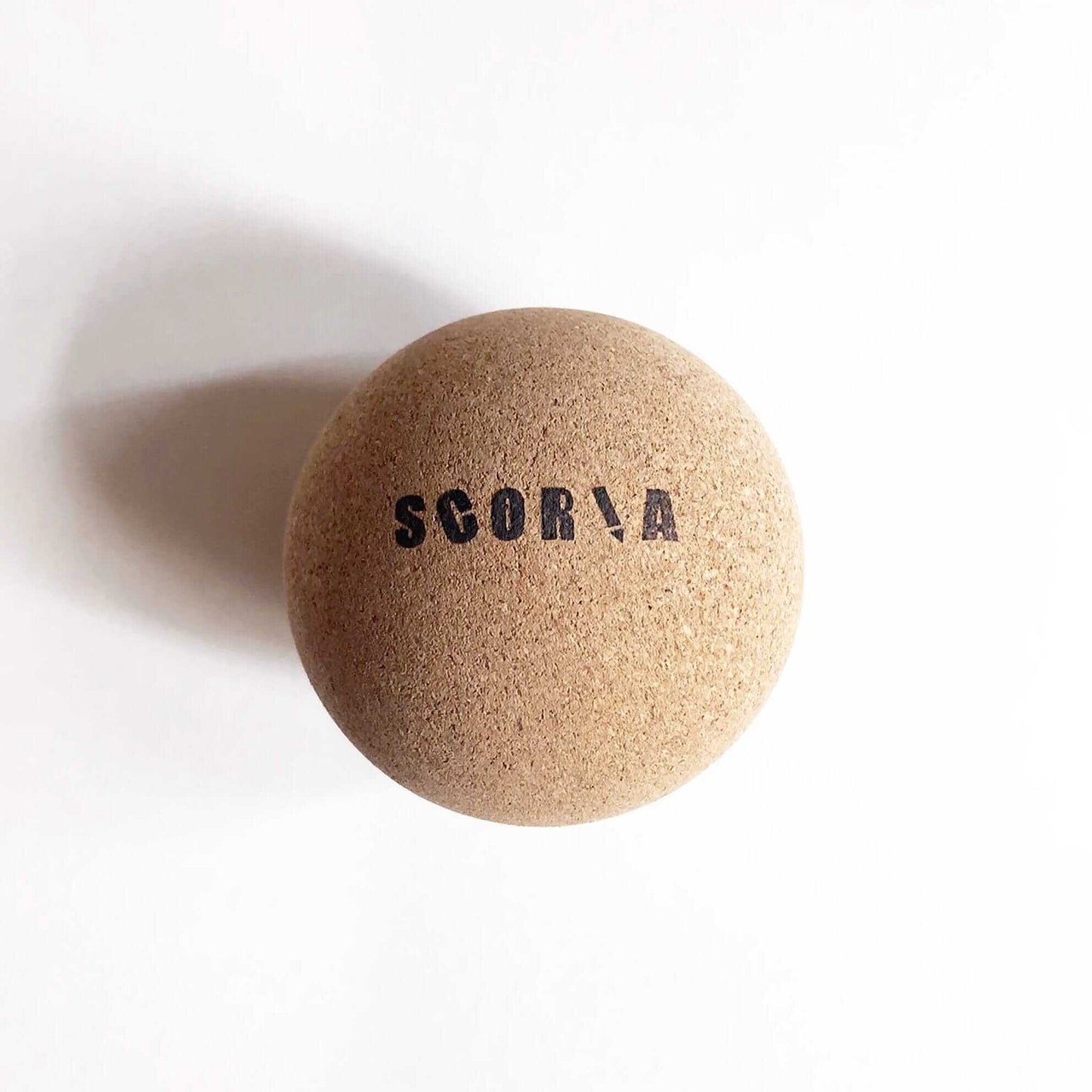 Brown stress ball with branding on a white background