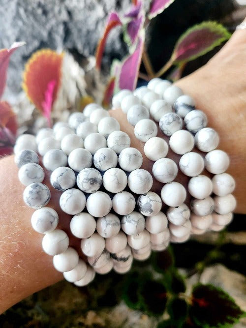 White Howlite healing gemstone bracelet — anxiety relief and sleep support crystal bracelet