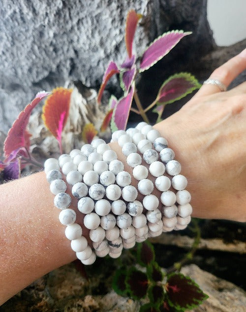 White Howlite healing bracelet from Red Deer crystal shop — calming gift for her