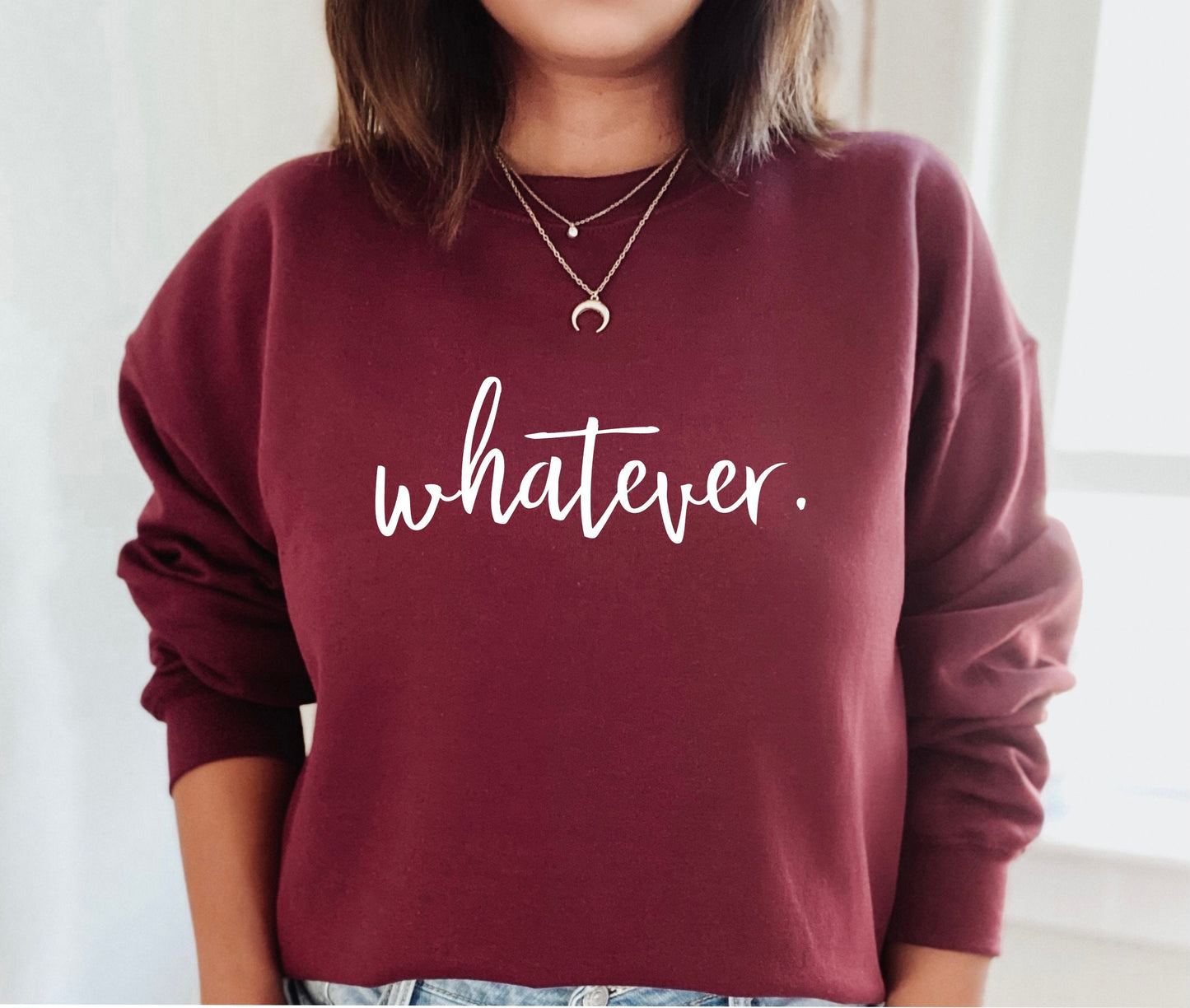 Funny and relatable women's sweatshirt for casual and laid-back living in maroon