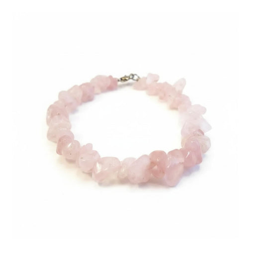 Rose Quartz crystal chip bracelet for Heart Chakra healing and self-love — ethically sourced gemstone jewelry