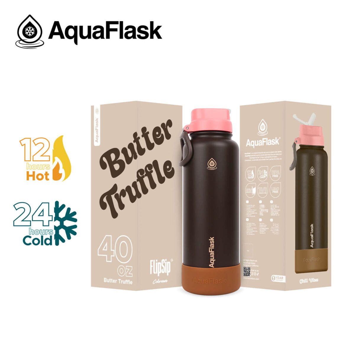 AquaFlask Colorwave 40oz Flip Sip Bottle – Insulated Stainless Steel Water Flask - Best Life Apparel