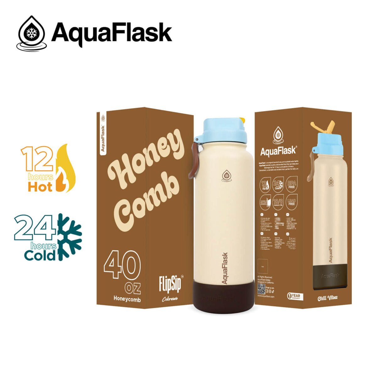 AquaFlask Colorwave 40oz Flip Sip Bottle – Insulated Stainless Steel Water Flask - Best Life Apparel
