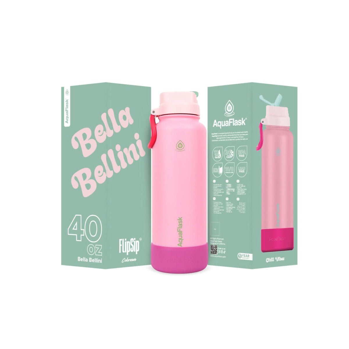AquaFlask Colorwave 40oz Flip Sip Bottle – Insulated Stainless Steel Water Flask - Best Life Apparel