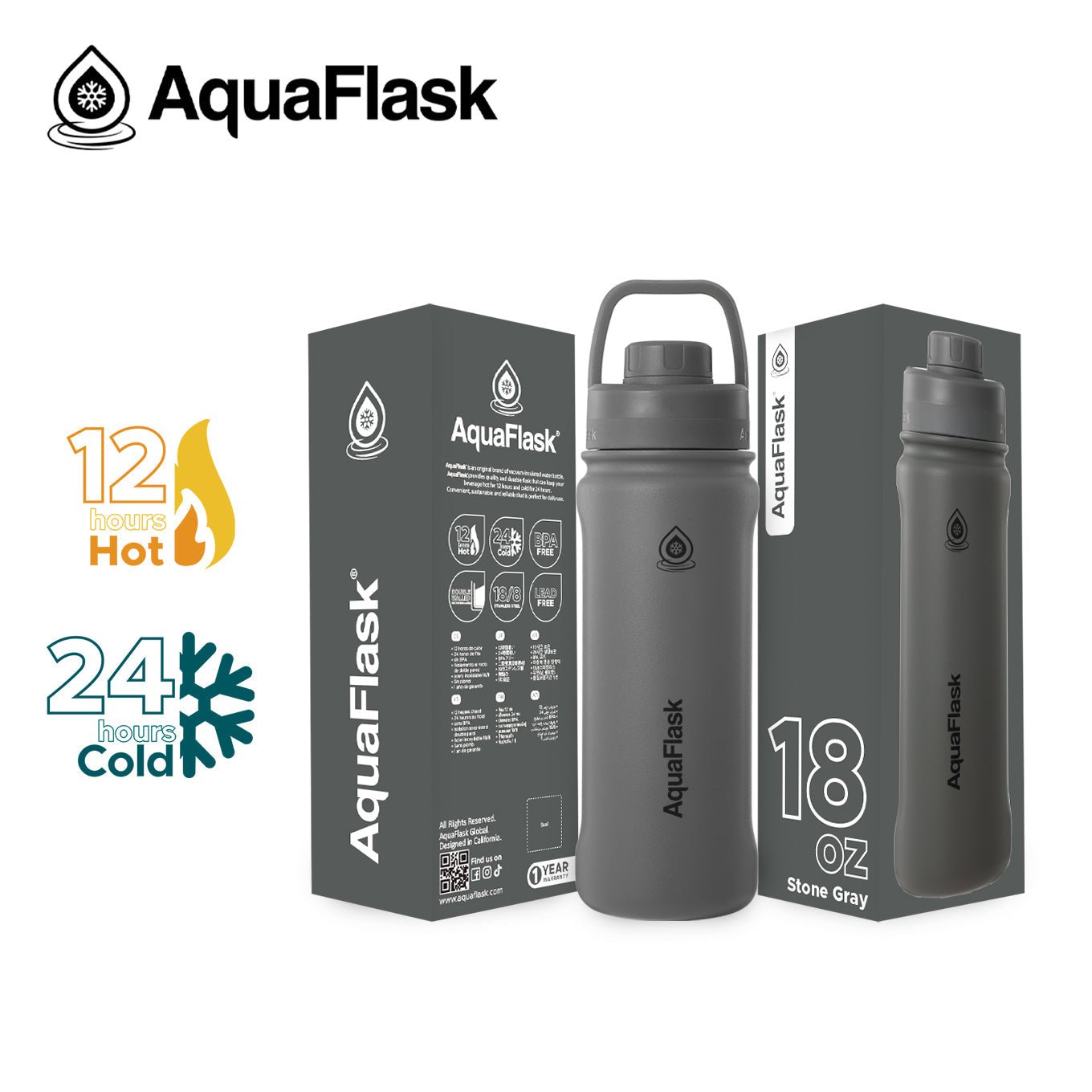 AquaFlask Original Vacuum Insulated Water Bottles 530ml (18oz) - Best Life Apparel