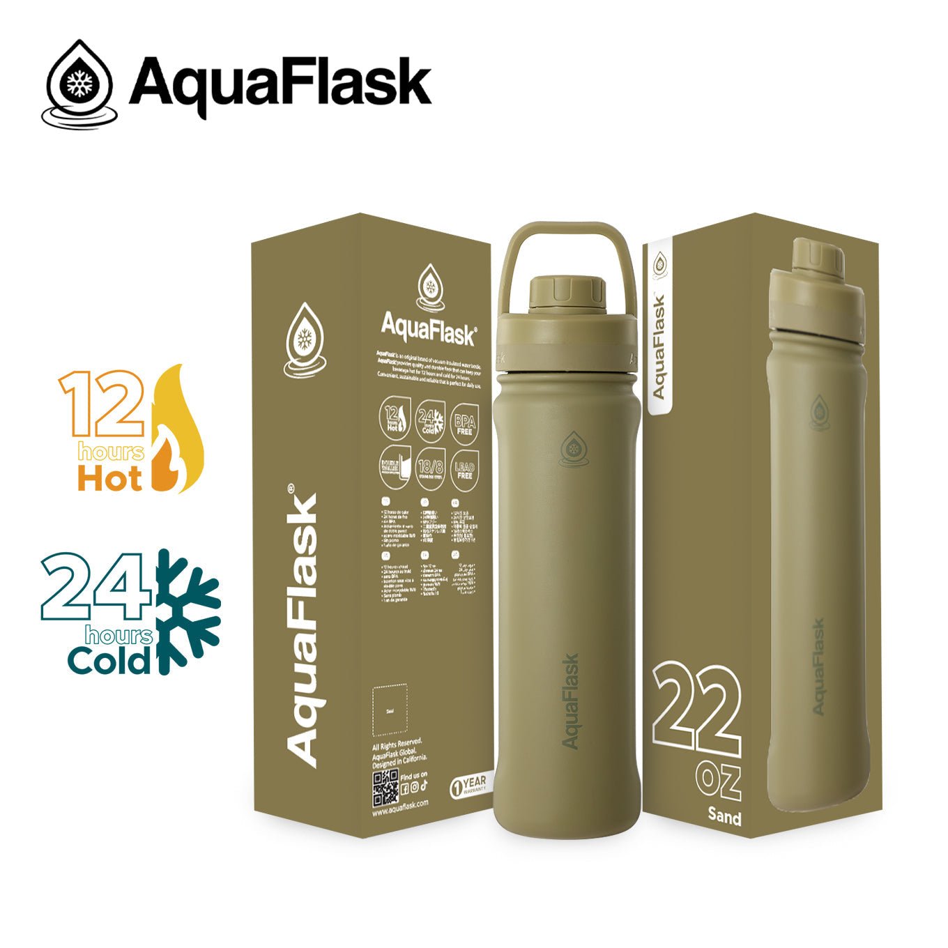 AquaFlask Sports Bottle 650ml (22oz) – Vacuum Insulated, Leak-Proof, BPA-Free - Best Life Apparel