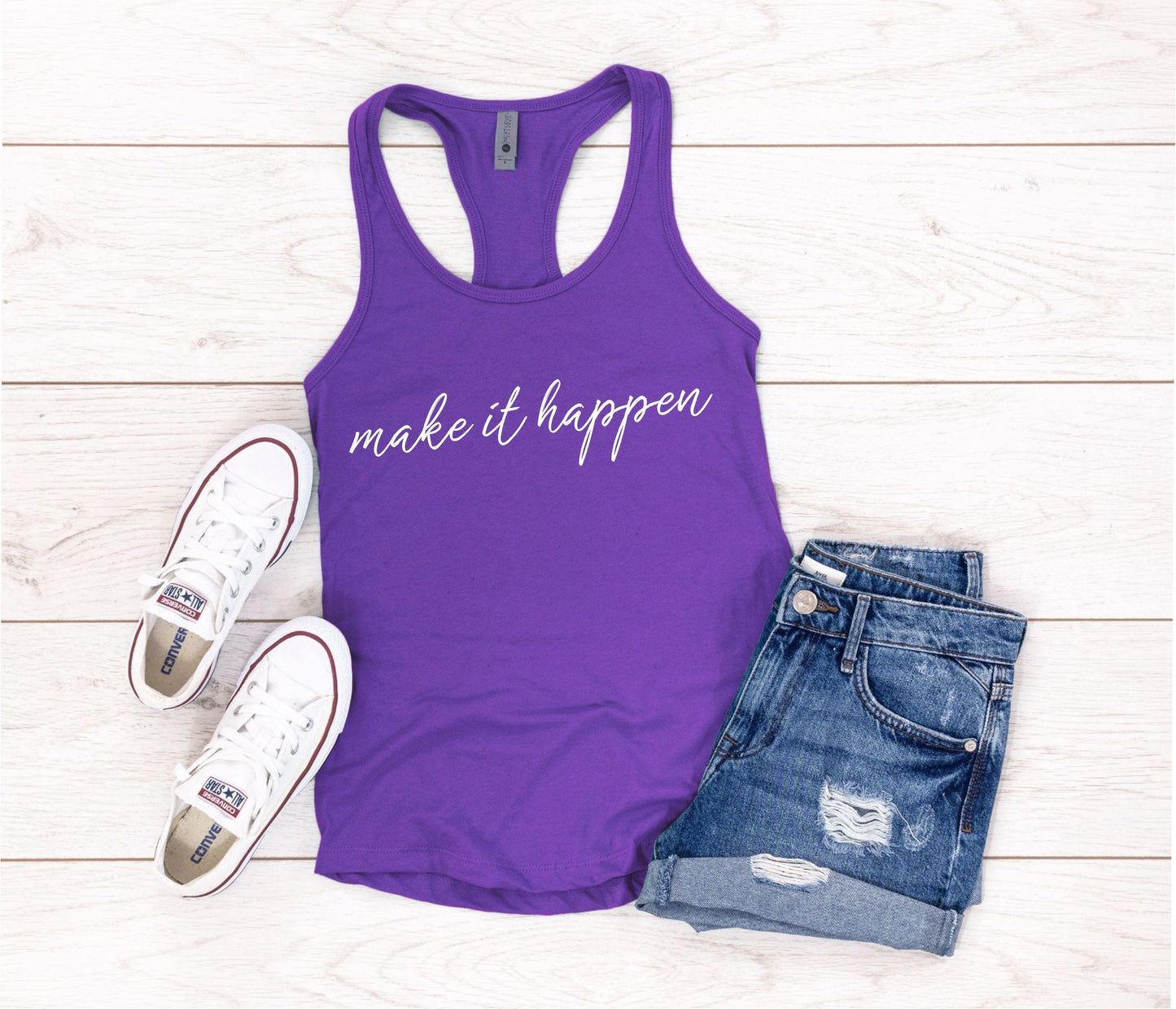 Make It Happen tank top in soft breathable fabric for yoga, gym and daily wear purple