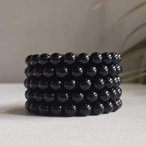 Black Obsidian healing bead bracelet — negativity repelling stone bracelet handcrafted in Canada