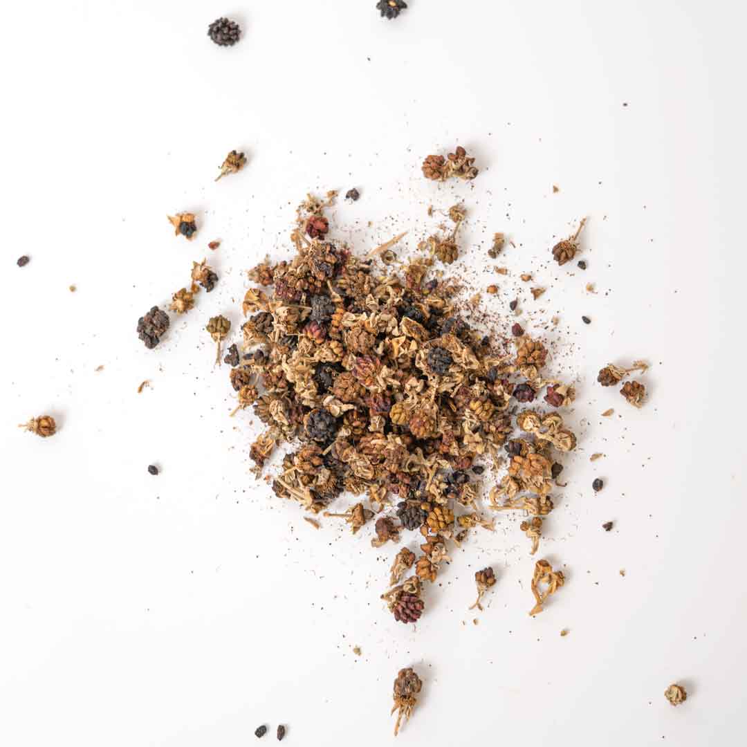 Blackberry citrus loose leaf herbal tea — vibrant dried fruit blend for daily wellness rituals
