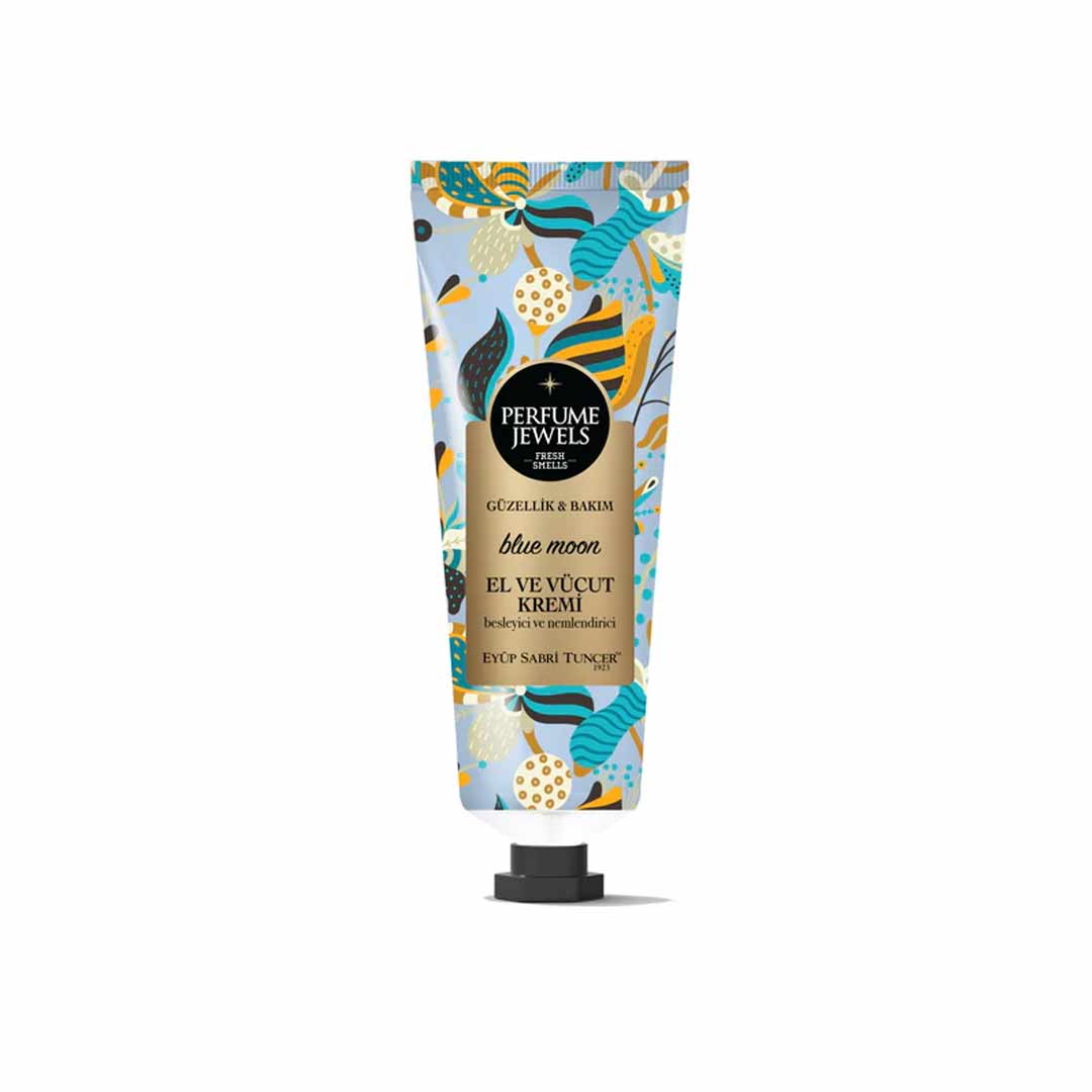 Blue Moon Hand & Body Cream – 50 ml tube with decorative packaging on a white background