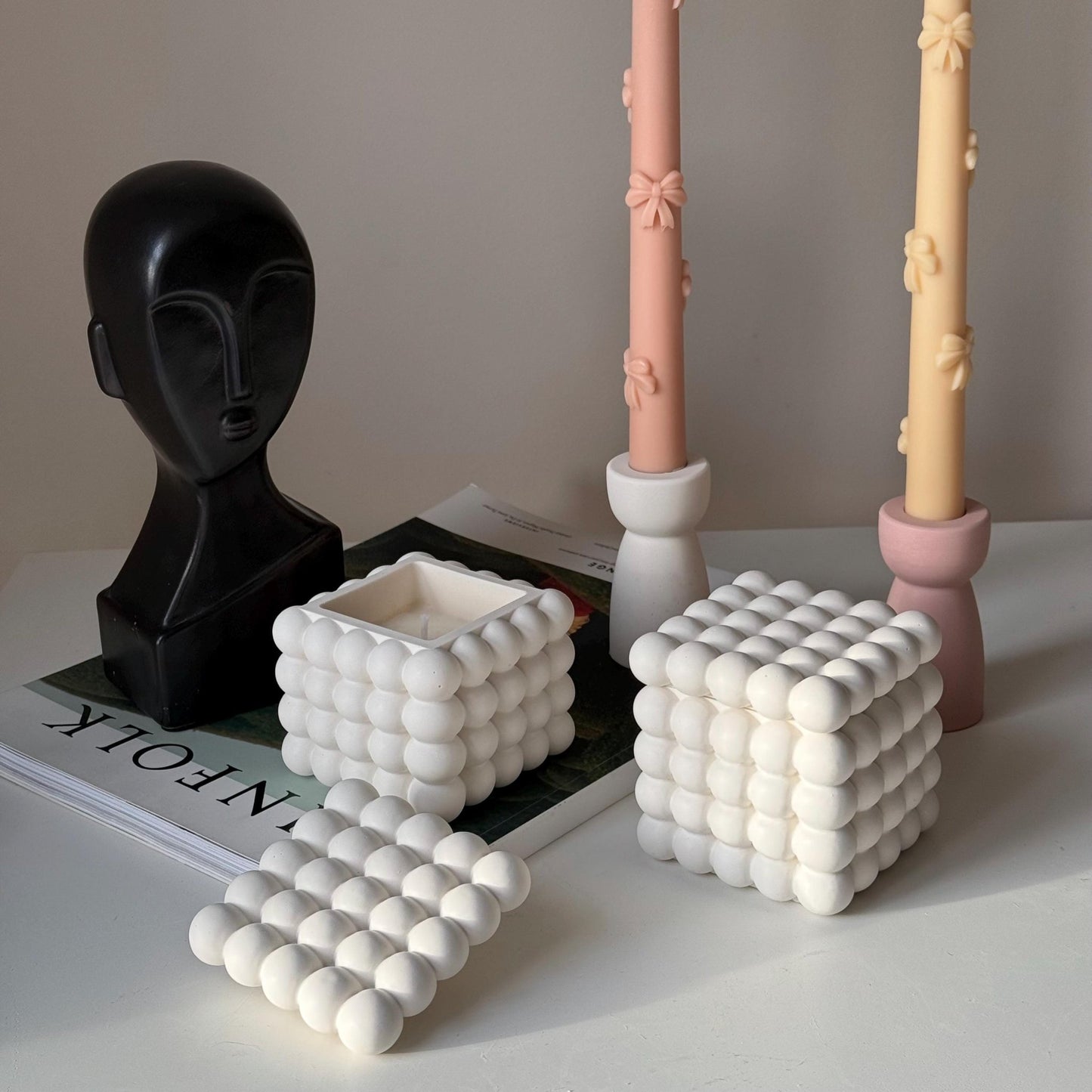 Bubble Jar Soy Wax Candle | Jesmonite Vessel, Handmade - Best Life Apparel