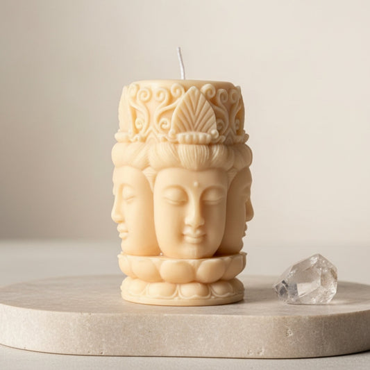 Buddha Face Soy Pillar Candle | Meditation Home Decor - Best Life Apparel