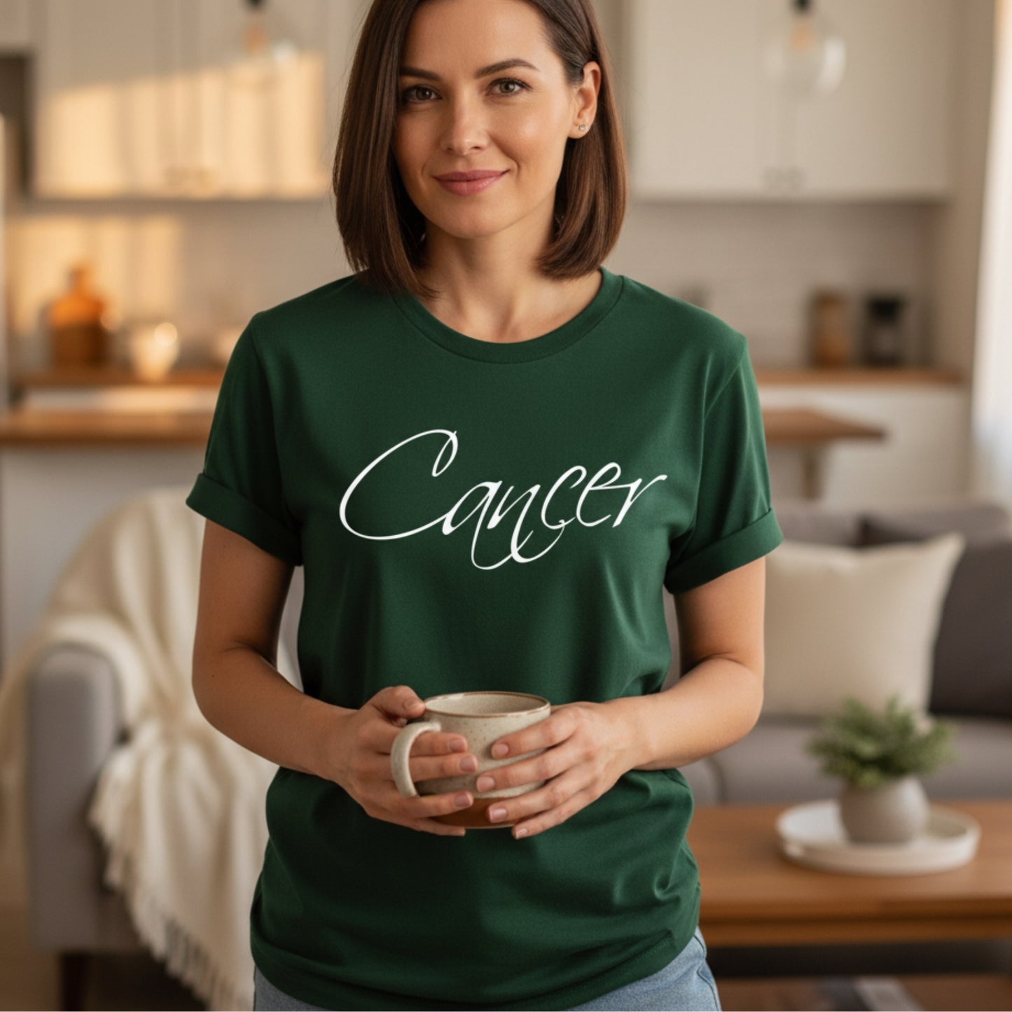 Women's Cancer water sign t-shirt — nurturing, intuitive, fiercely protective — June July birthday gift for her