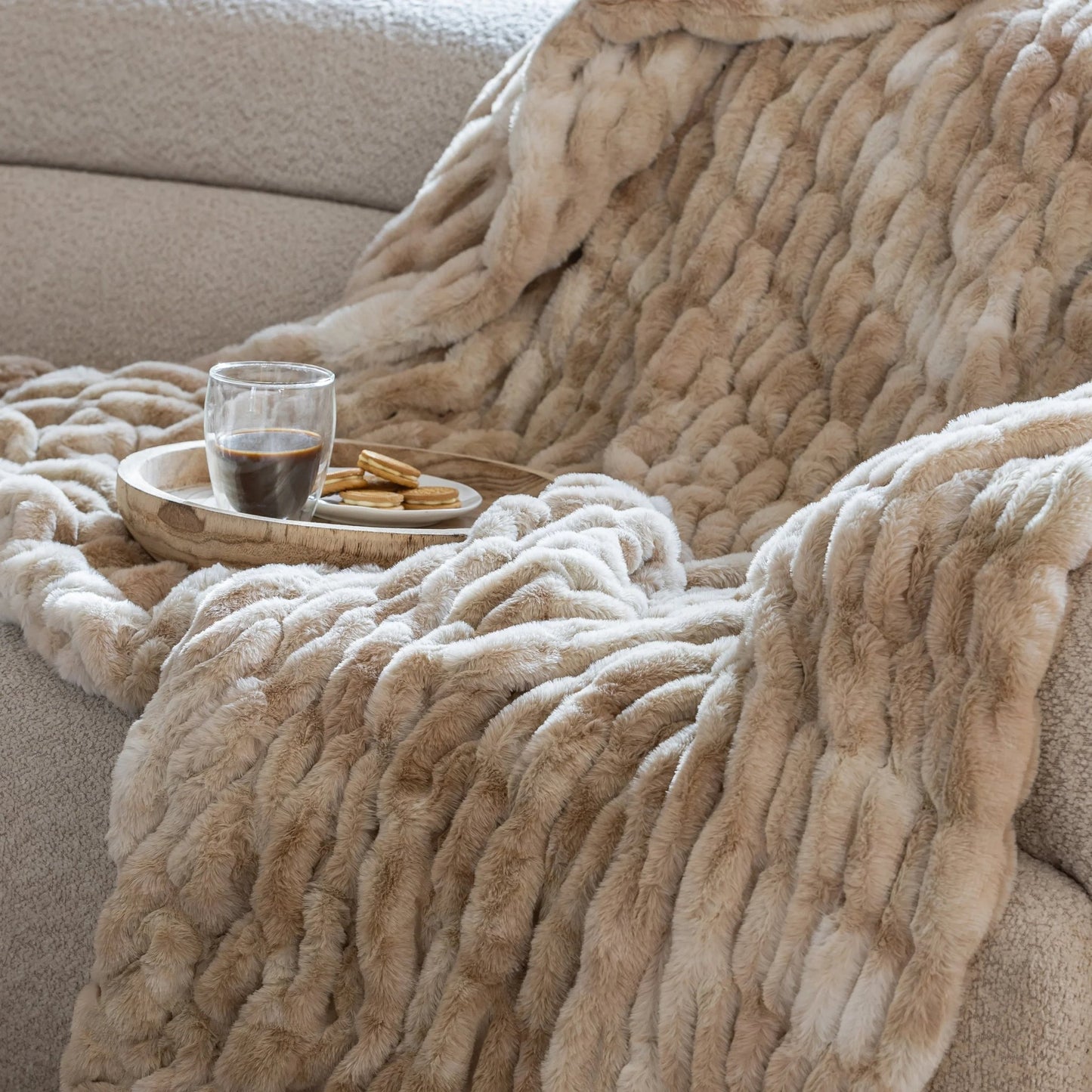 Caramel Swirl Double-Sided Minky Blanket — Ruched Plush - Best Life Apparel