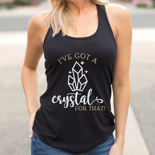Crystal lover's tank top in soft breathable fabric for yoga and everyday wear in black