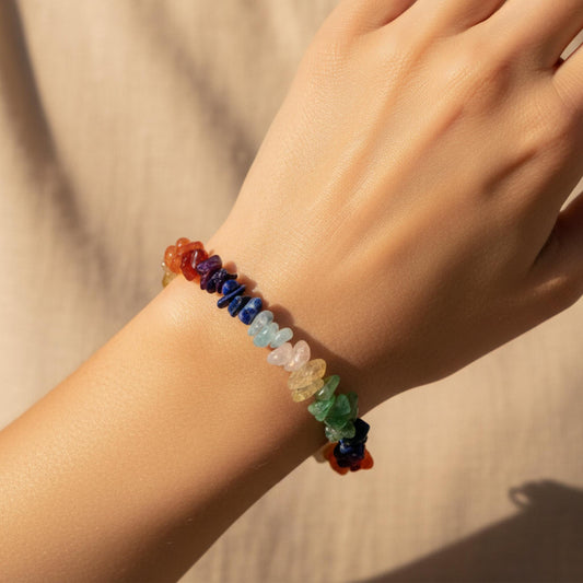 Handmade 7 Chakra bracelet with lobster clasp — Reiki infused gemstone jewelry for balance, grounding, and spiritual alignment