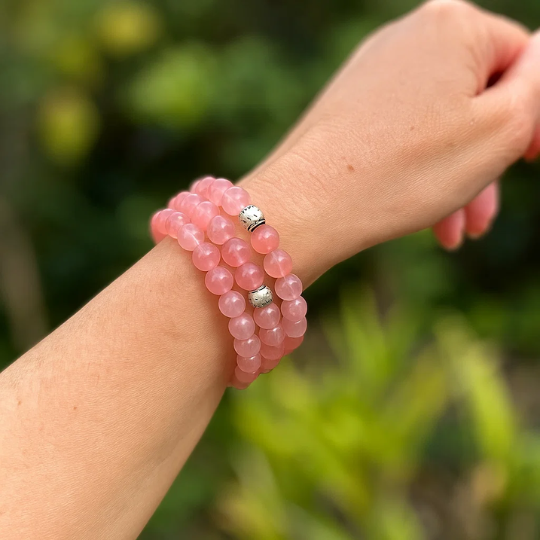 Cherry Quartz crystal bracelet from Crystals and Sun Signs, Red Deer Alberta — self-compassion gift for her