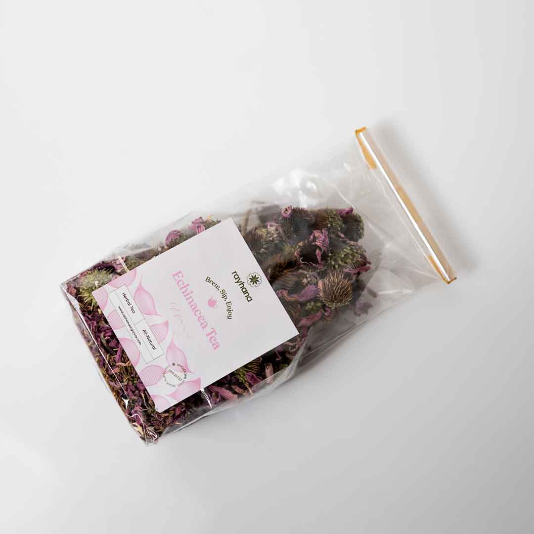 Immune-boosting echinacea coneflower herbal tea — dried loose herb for cold and flu season support