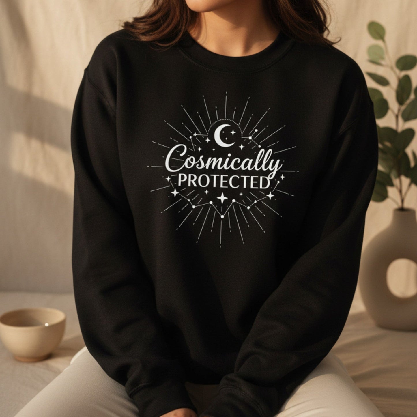 Cosmically Protected Sweatshirt | Celestial Crewneck for Women | Spiritual Gift - Best Life Apparel