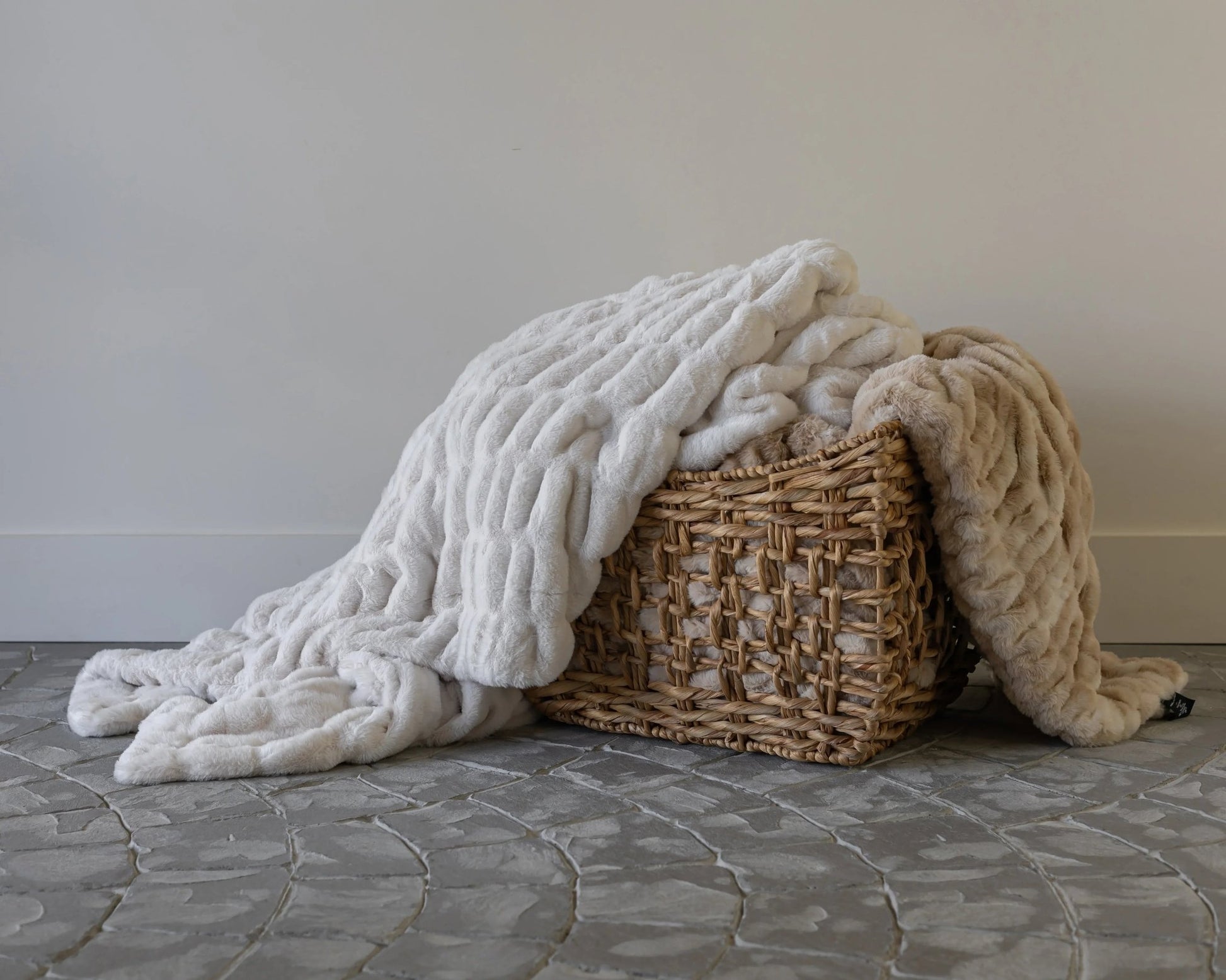 Cream Clouds Double-Sided Minky Blanket — Ruched Plush - Best Life Apparel
