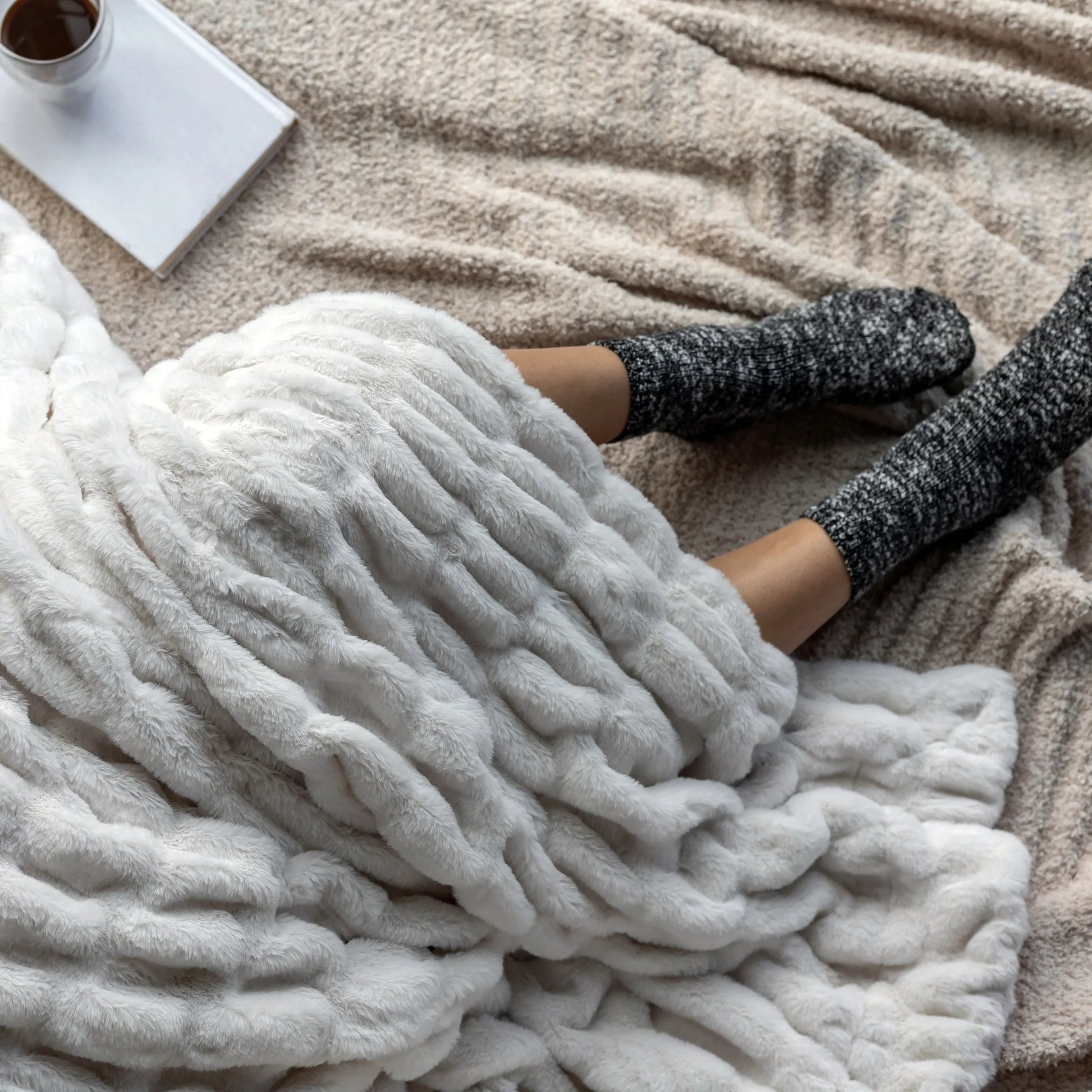 Cream Clouds Double-Sided Minky Blanket — Ruched Plush - Best Life Apparel