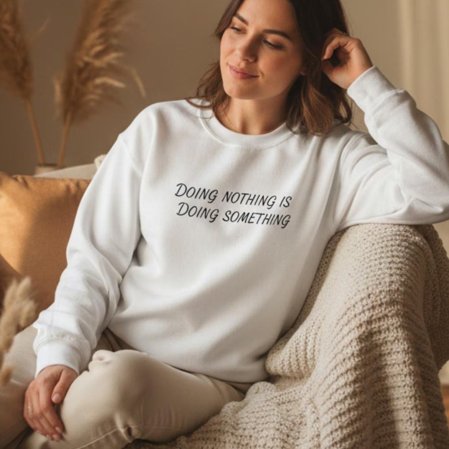 Women's graphic sweatshirt with a self-care message — the cozy, permission-giving piece every burnt-out woman needs in her wardrobe