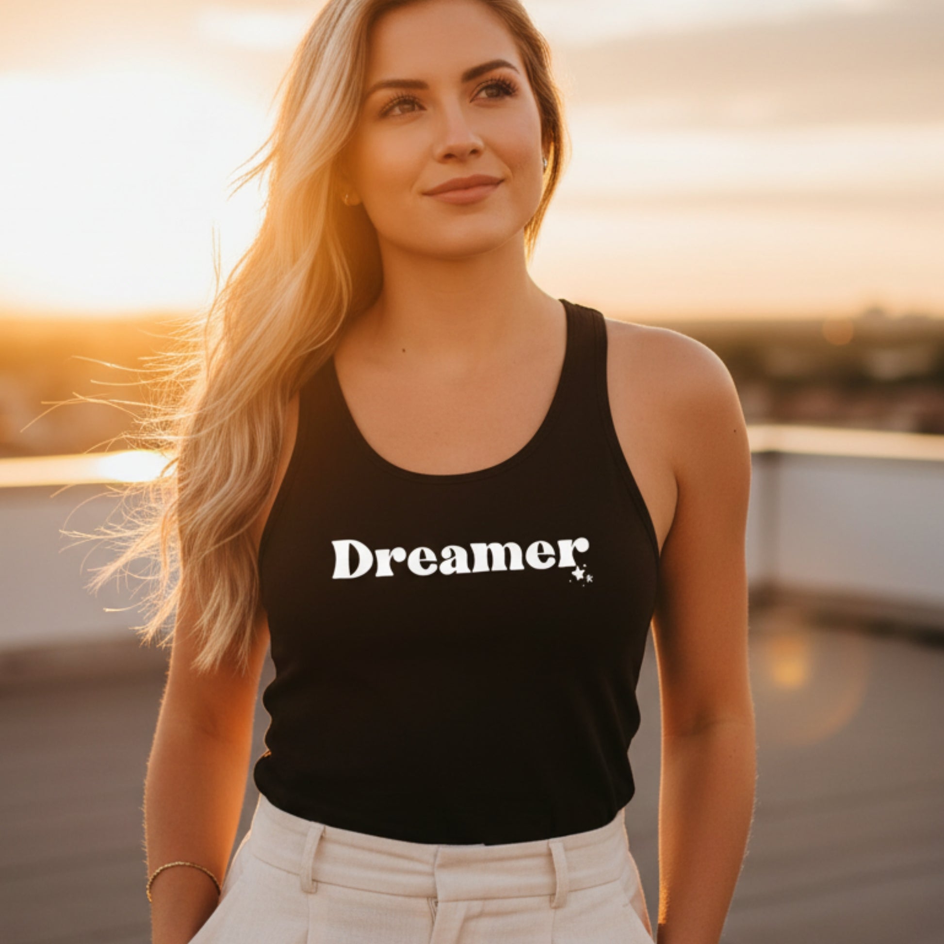 Women's Dreamer racerback tank — inspirational gift for women, dreamer and visionary tank top for her