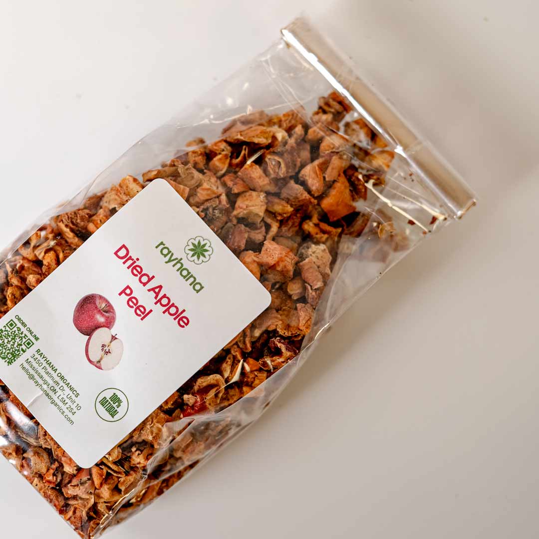 Rayhana Organics dried apple peel — loose dried fruit peel for tea infusions and natural cooking