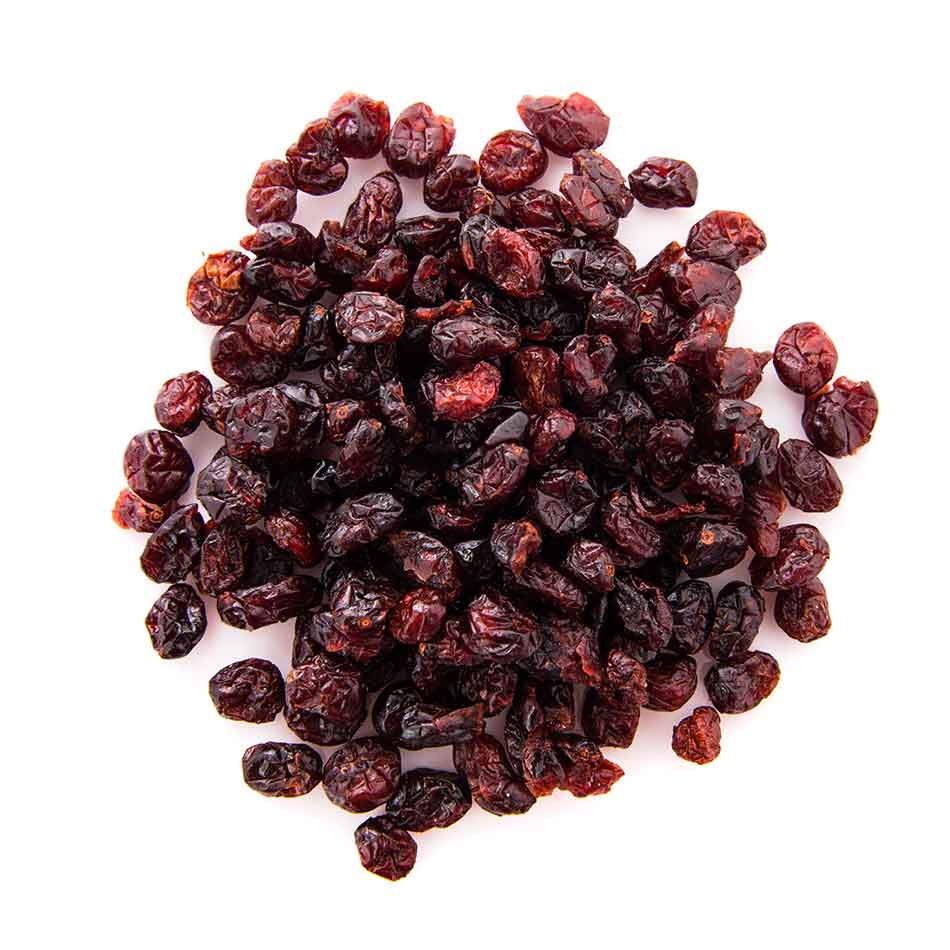 Dried cranberries — premium whole dehydrated superfood for natural snacking and urinary tract wellness