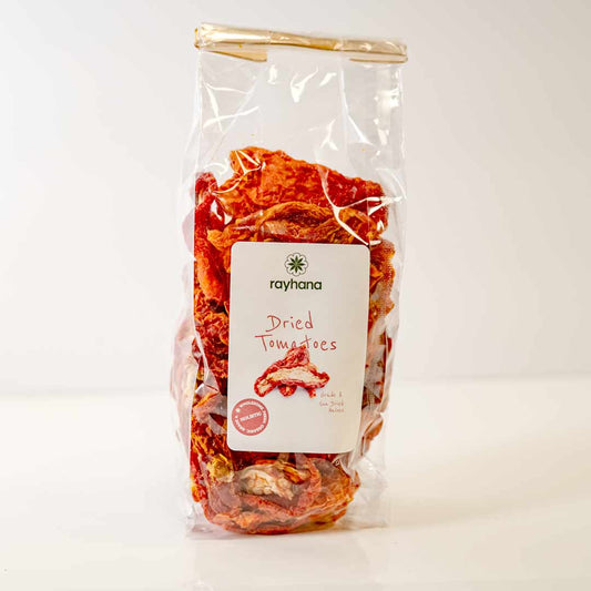 Premium sun-dried tomatoes by Rayhana Organics — rich dehydrated tomatoes for cooking and natural wellness
