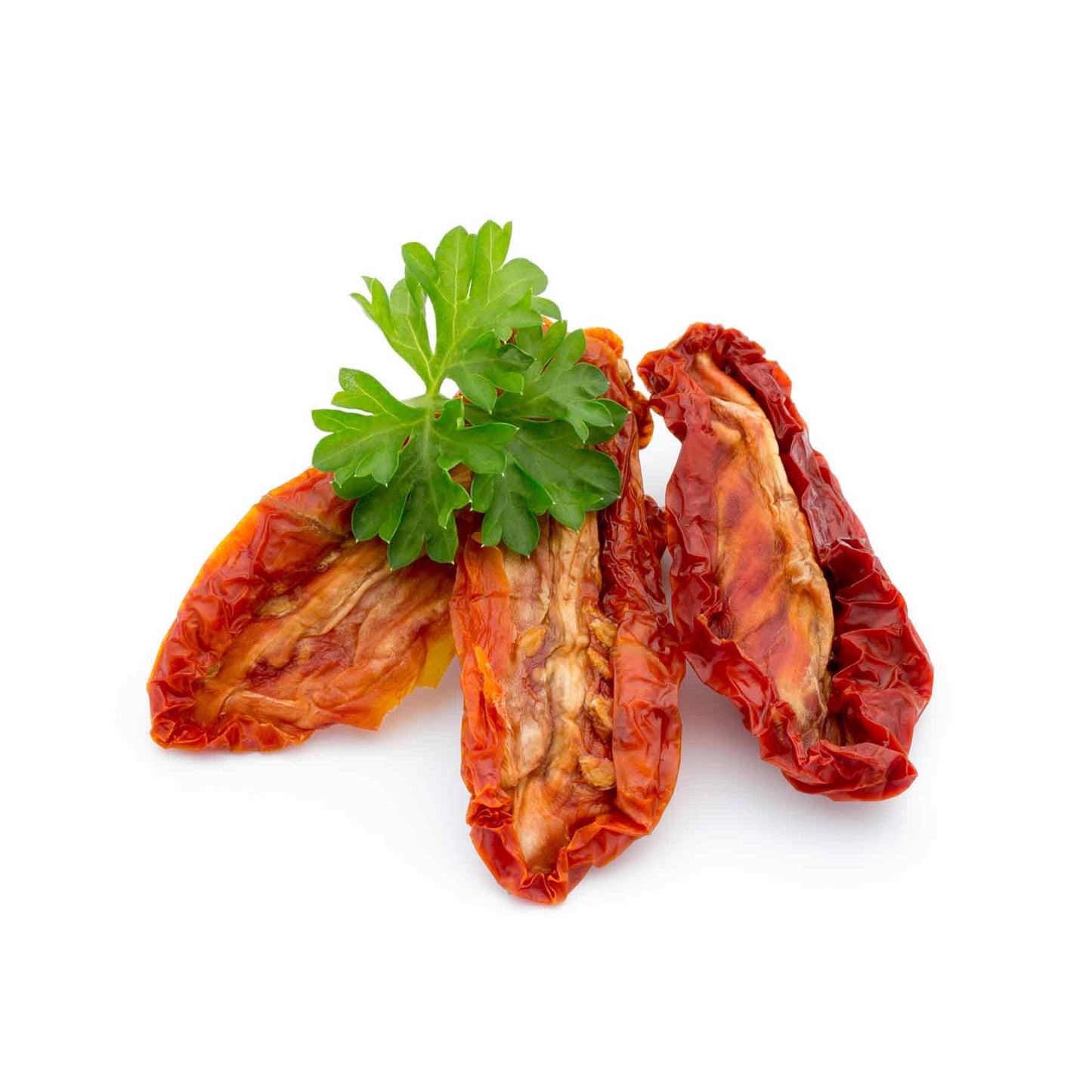 Close-up of dried tomato halves — bold dehydrated tomatoes for soups, sauces, and meal prep