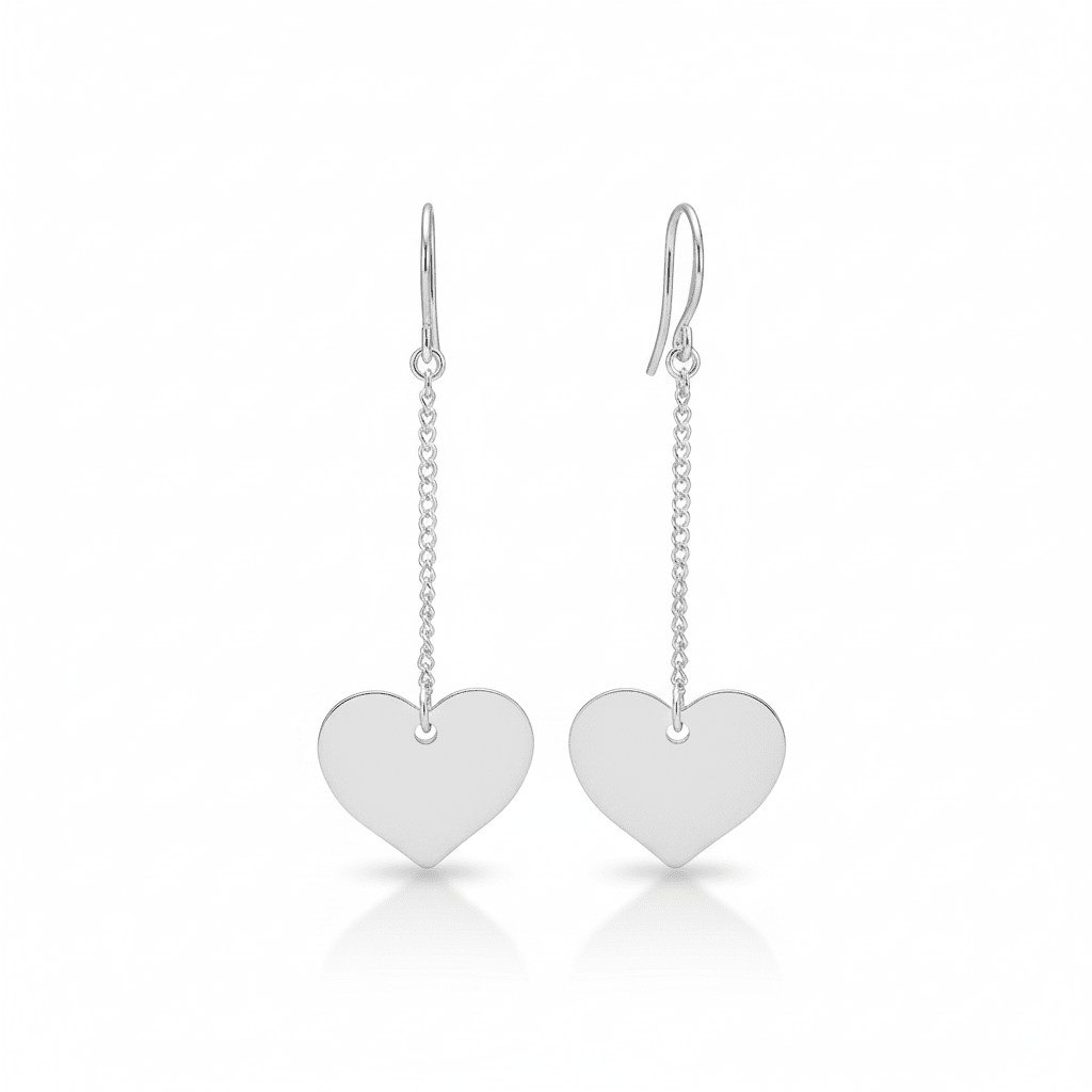 Drop Chain Heart Earring In Silver Plate - Best Life Apparel