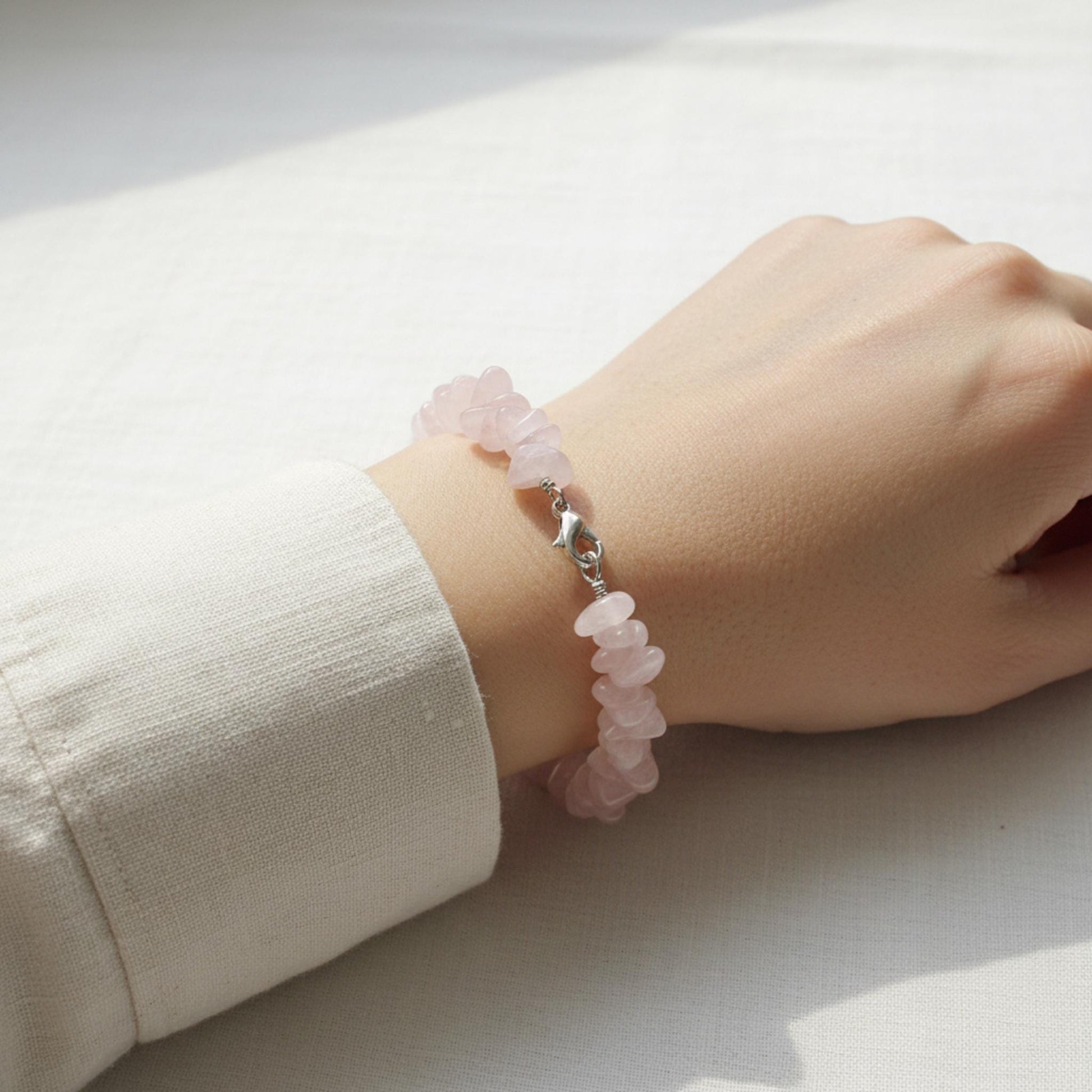 Rose Quartz crystal bracelet handmade to order — stone of unconditional love gemstone jewelry for emotional healing and intentional living