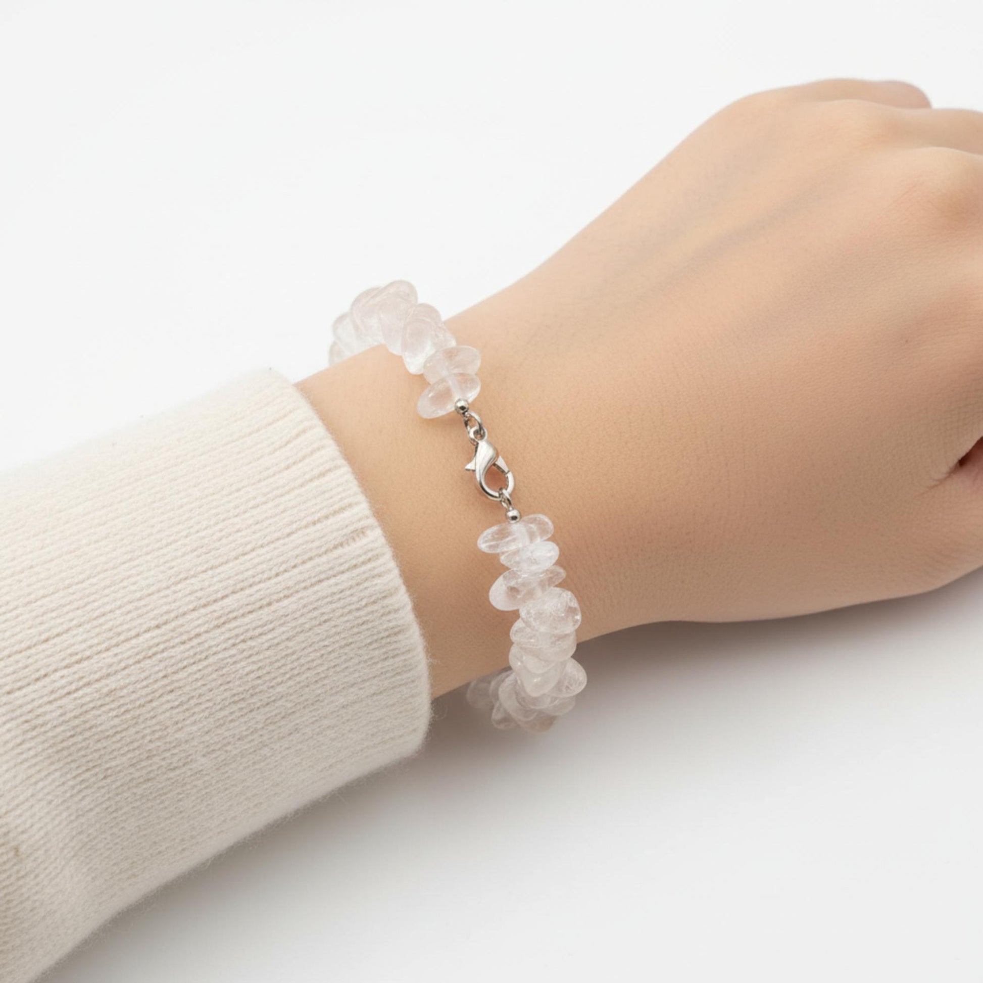 Handmade Clear Quartz bracelet with lobster clasp — Reiki infused crystal jewelry for focus, amplification, and spiritual awareness