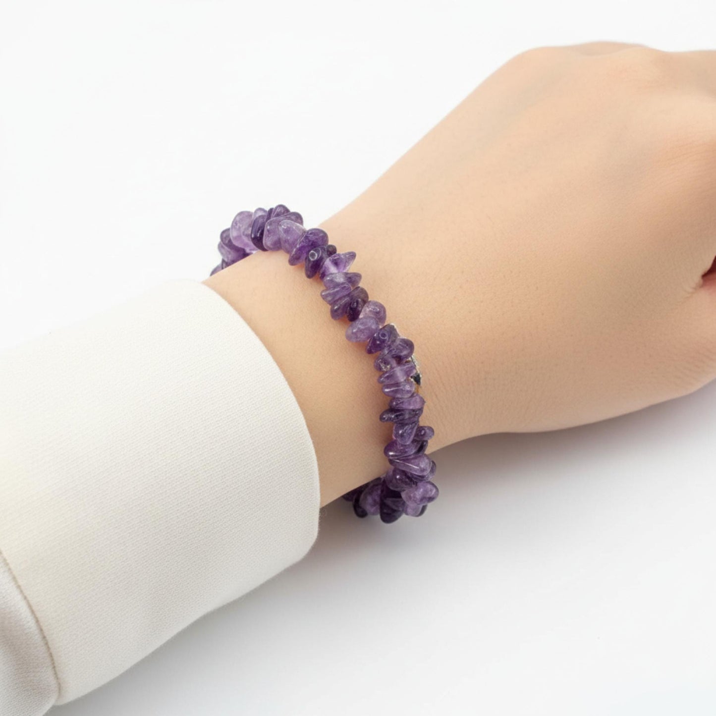 Handmade Amethyst bracelet with lobster clasp — Reiki infused crystal jewelry for intuition and spiritual awareness
