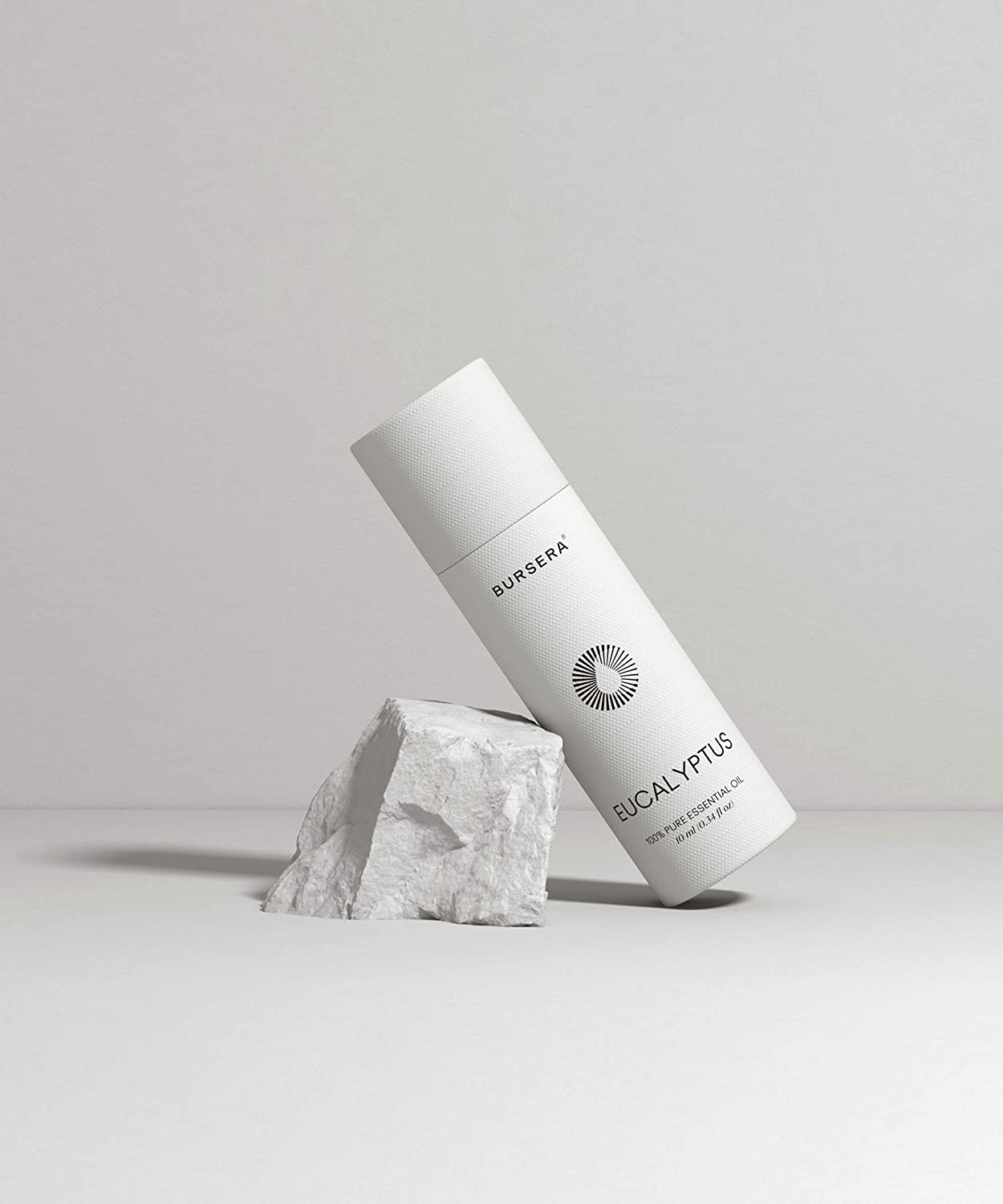 organic eucalyptus essential oil aromatherapy labeled 'Eucalyptus' on a light gray background
