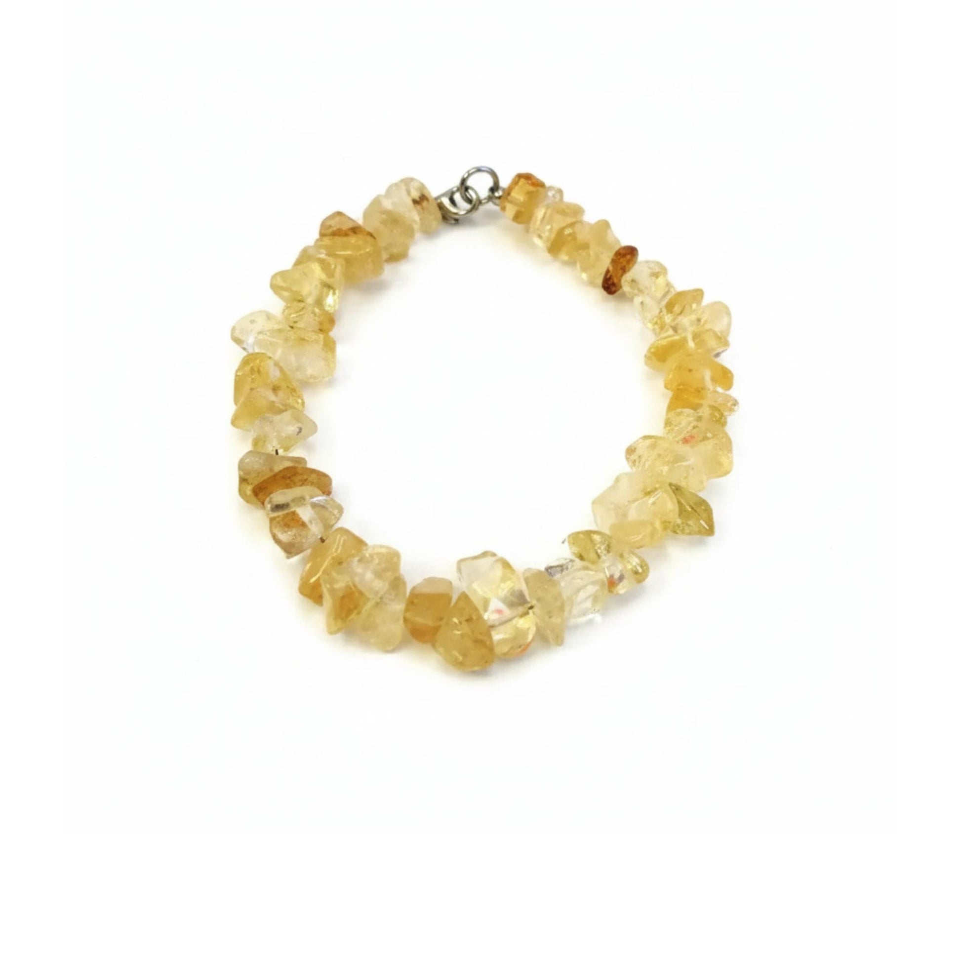 Raw Citrine healing bracelet — natural golden gemstone chips for abundance, motivation, and Solar Plexus activation