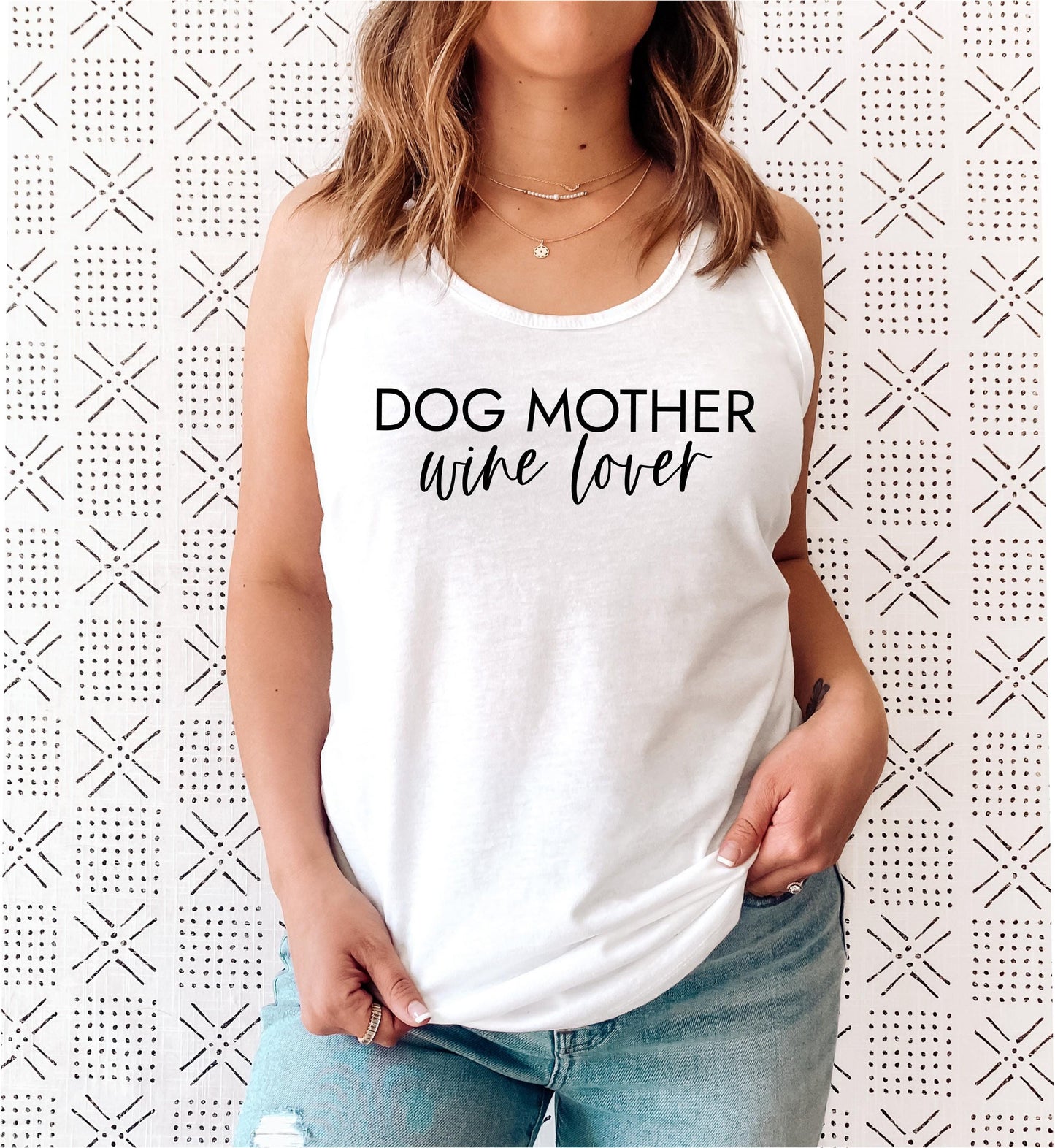 Funny dog mom racerback tank top as a perfect gift for dog lovers in white