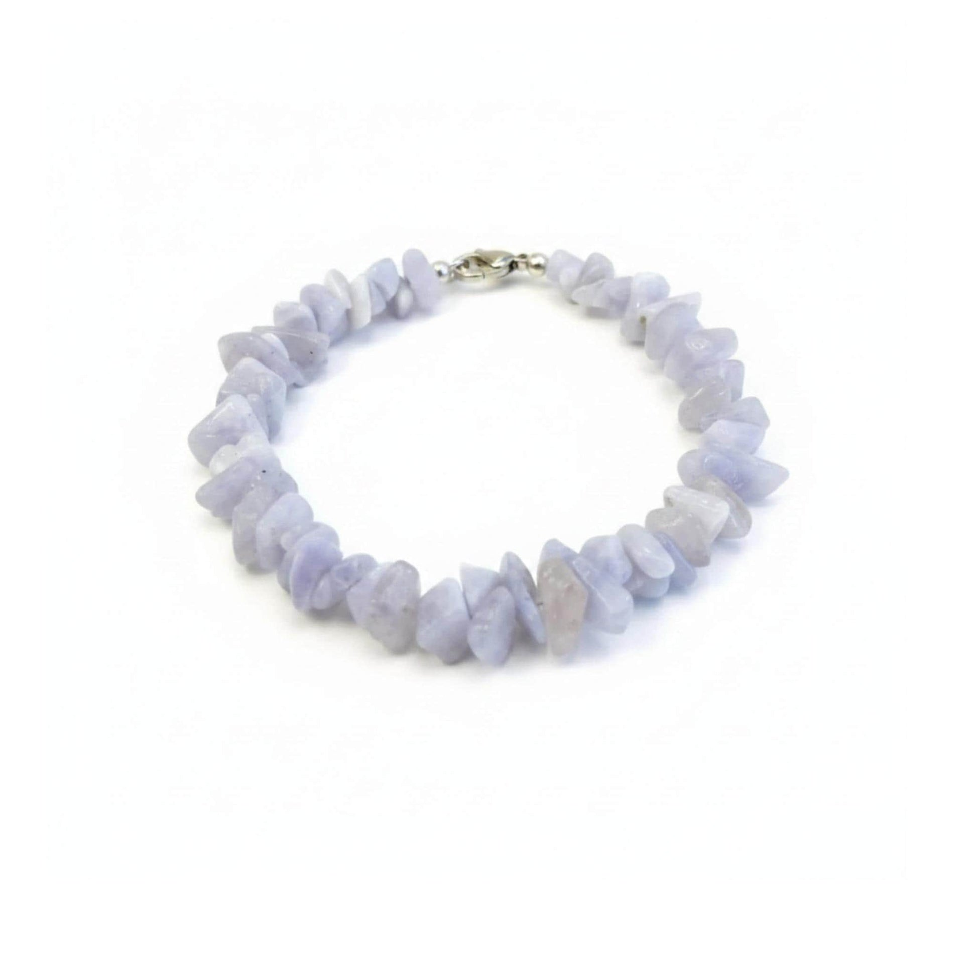 Blue Lace Agate crystal chip bracelet for Throat Chakra healing and calm communication — ethically sourced gemstone jewelry