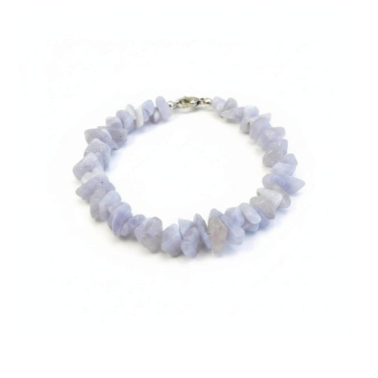 Blue Lace Agate crystal chip bracelet for Throat Chakra healing and calm communication — ethically sourced gemstone jewelry