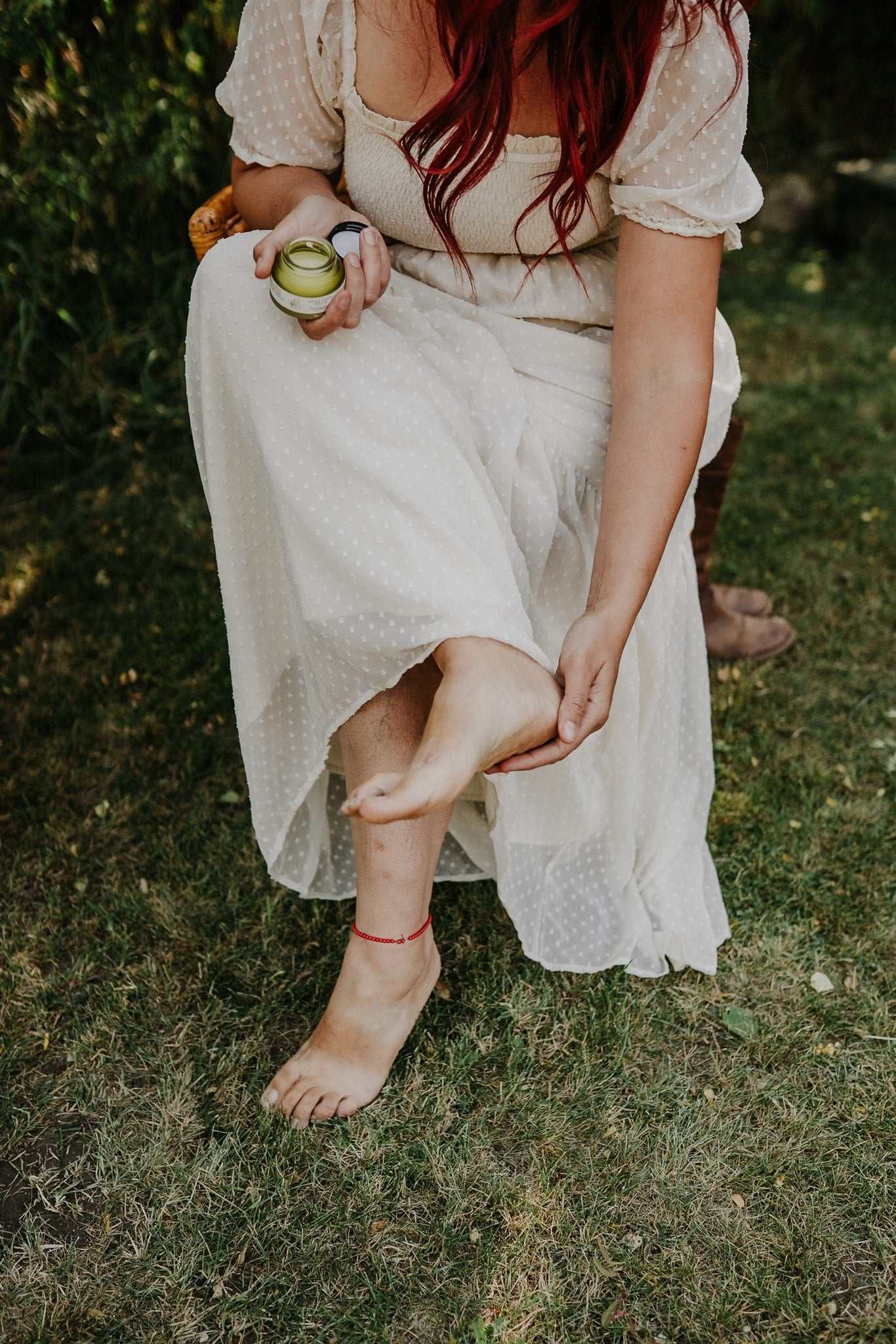 Sage foot balm in lifestyle setting for daily foot care and heel repair