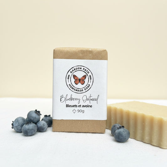All natural blueberry oatmeal soap bar — small batch handmade exfoliating soap gift for women, artisan soap Canada
