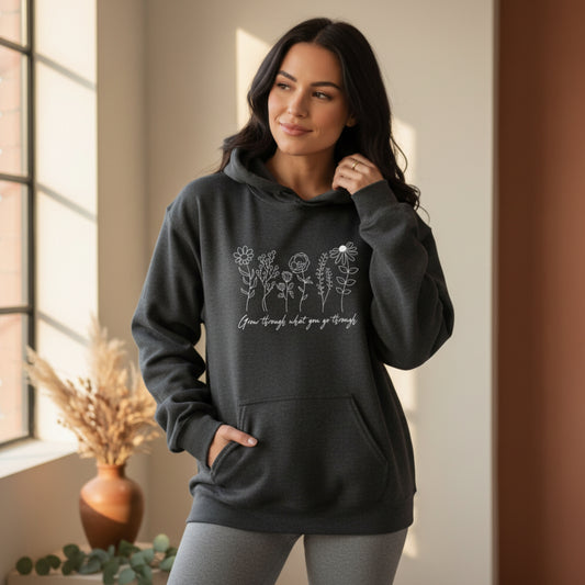 Dark heather grey motivational hoodie for women — thoughtful gift for the friend who turns every setback into a comeback
