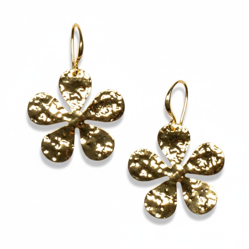 Hammered Flower Earring - Gold Plate - Best Life Apparel