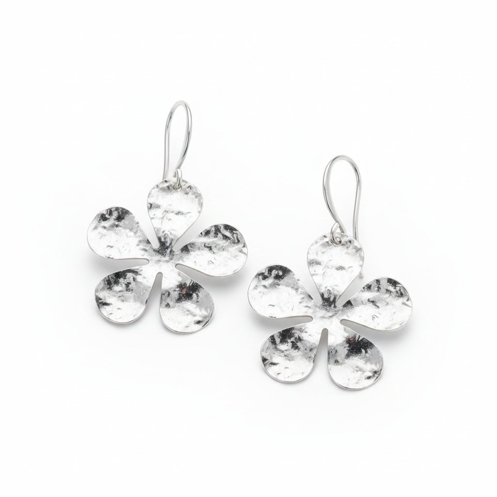 Hammered Flower Earring - Silver Plate - Best Life Apparel