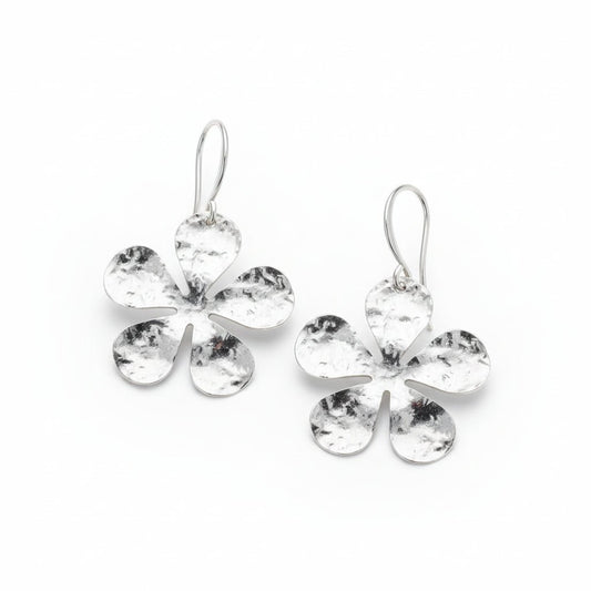 Hammered Flower Earring - Silver Plate - Best Life Apparel