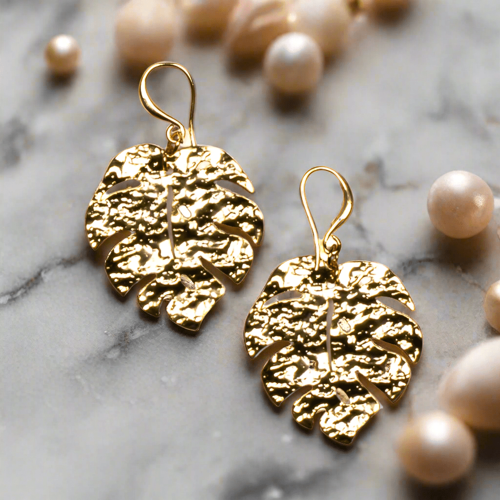 Hammered Leaf Earring - Gold Plate - Best Life Apparel